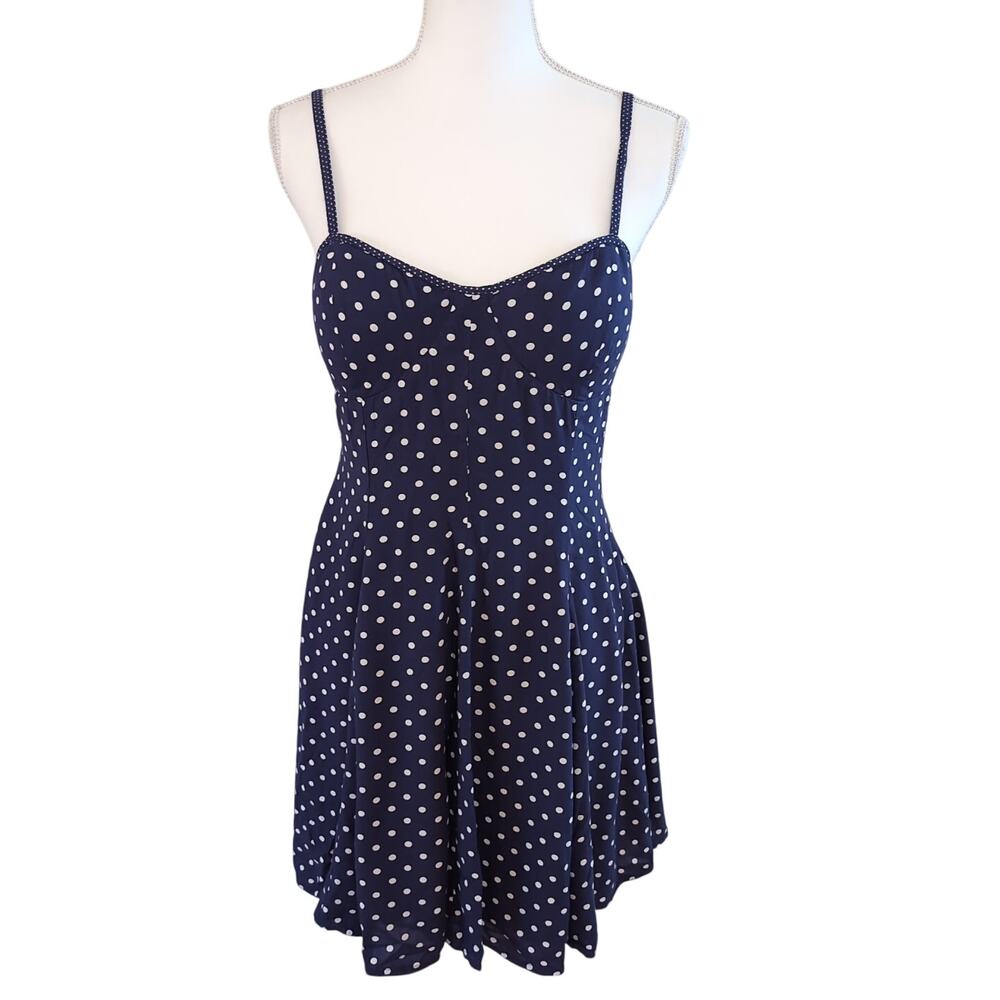 American Eagle Navy White Polka Dot Mini Dress Size Medium